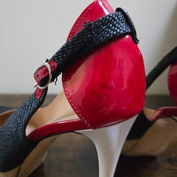 Giuseppe Zanotti Black Canvas Patent Leather Cork Platform Slingback Pumps - Picture 11 of 11